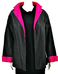 NEW WITH TAGS! Womens Size Large New Black and Pink Silk Jacket Vibrant Colors - RealThreads