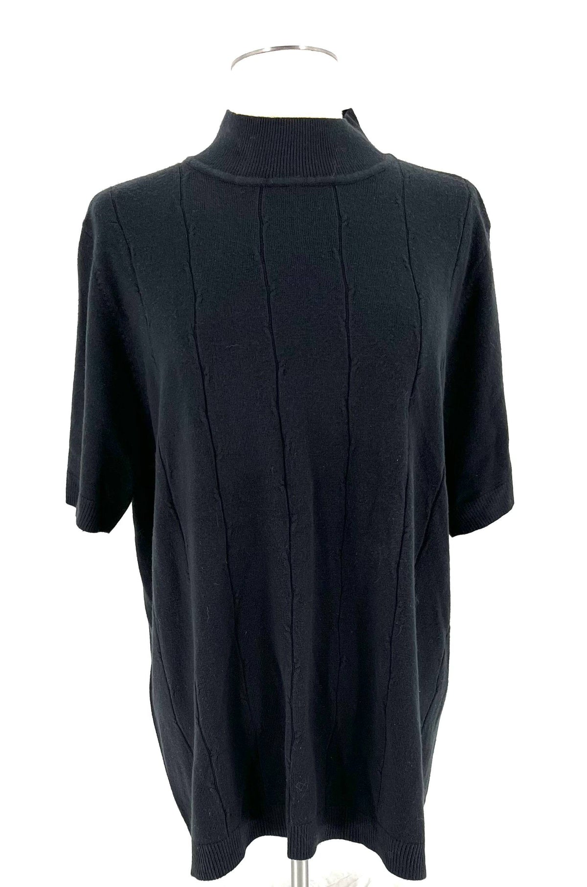 Womens Size 1X Black Sweater Mock Neck Short Sleeve Sweaters By Sag Harbor - RealThreads