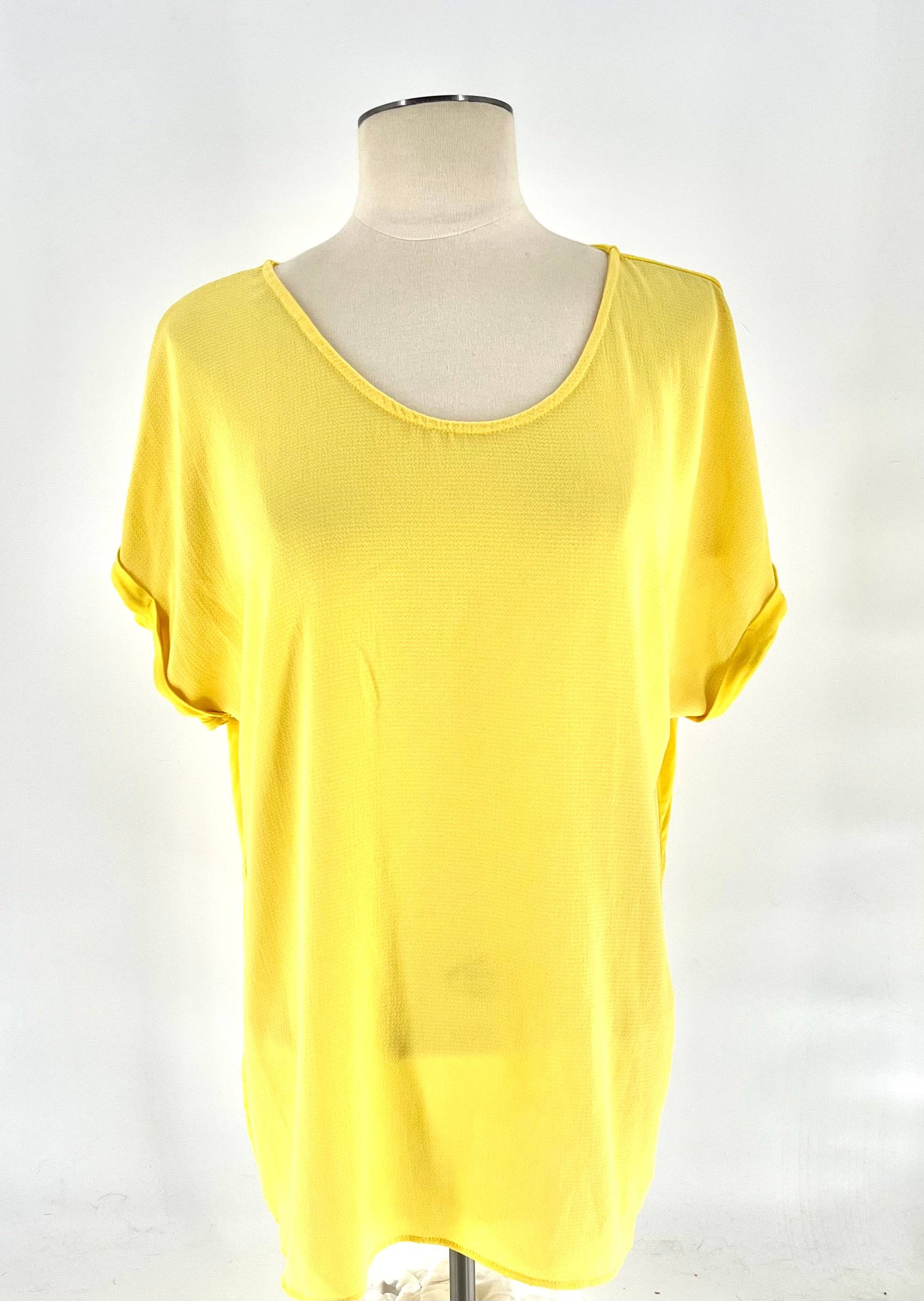 Womens Size XL Shirt Short Cuffed Sleeves Yellow Top By Emi & Joe - RealThreads