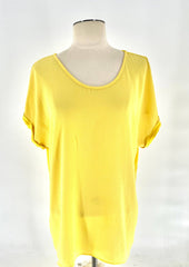 Womens Size XL Shirt Short Cuffed Sleeves Yellow Top By Emi & Joe - RealThreads