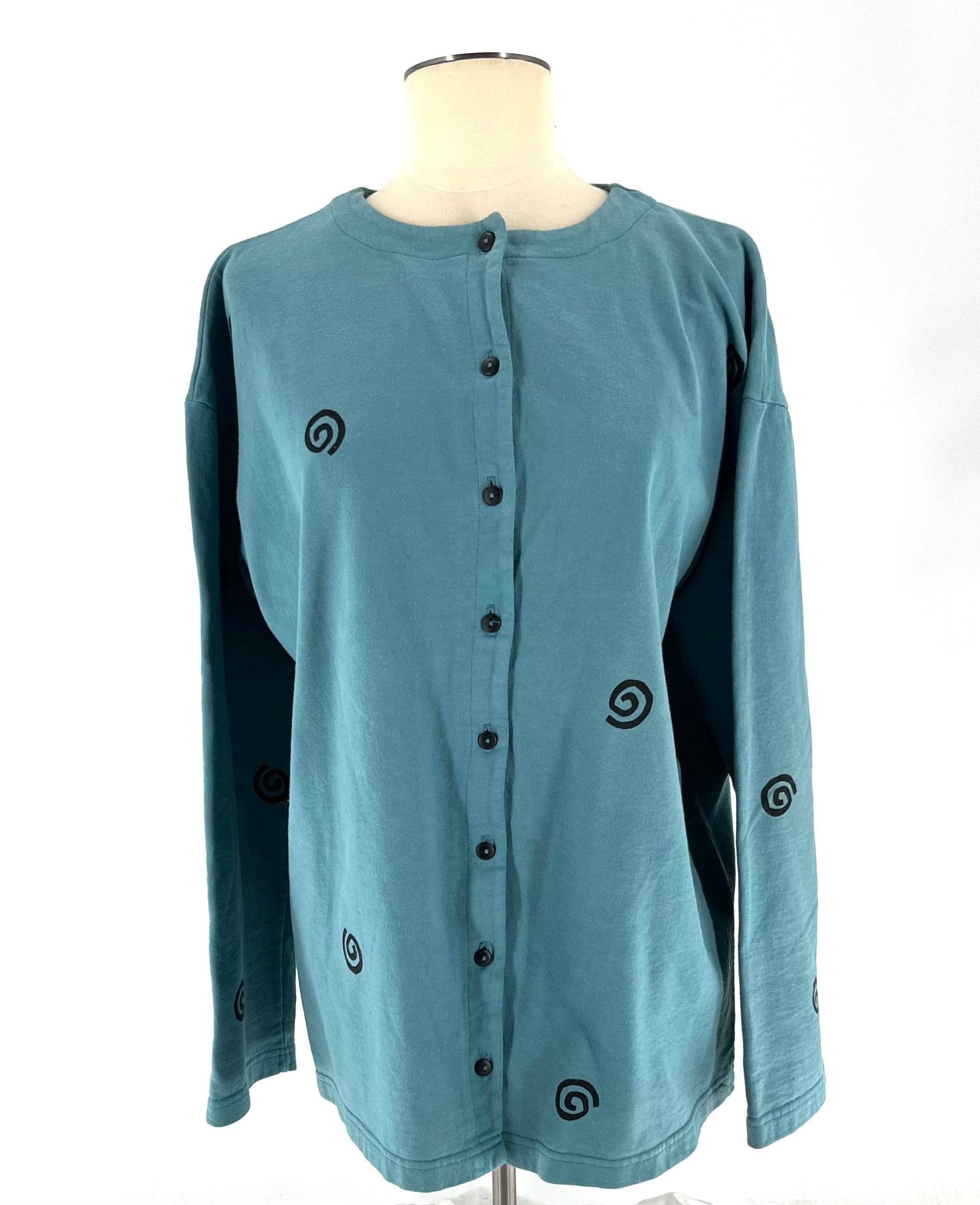 Womens Size 1 (1X) Artworks Teal Shirt Jacket Cardigan Multi-Purpose Garment - TheRealThreads