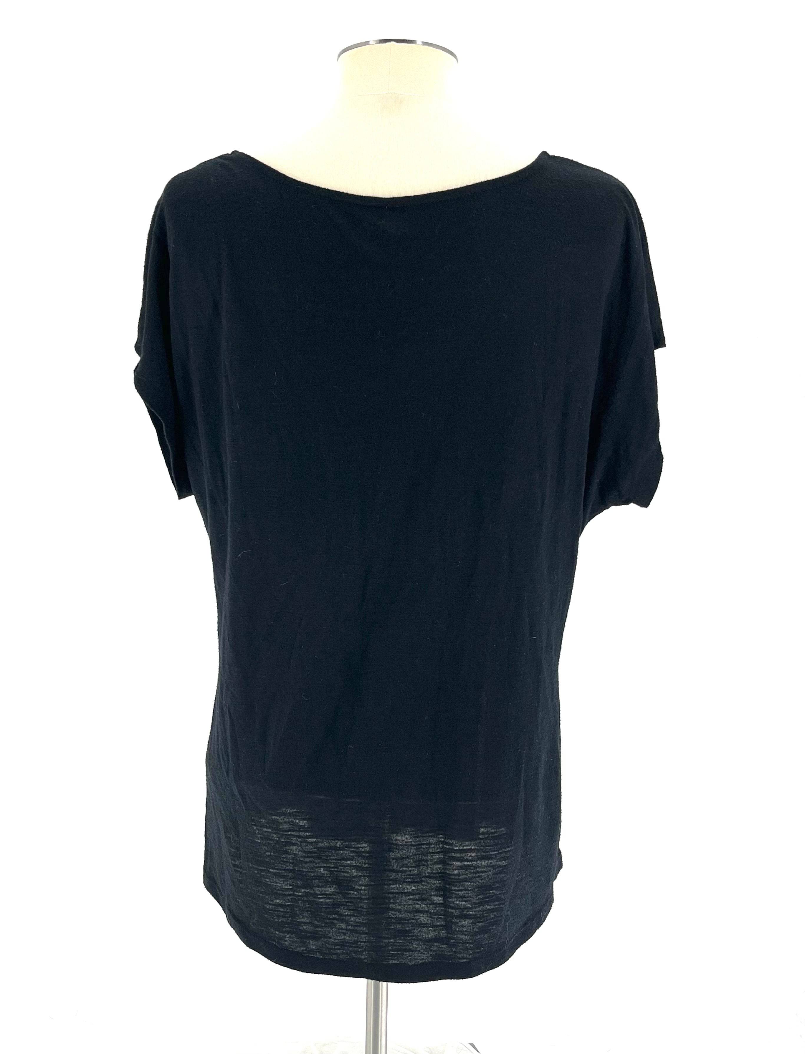 Womens Size Large APT.9 Black Top With Black Beaded Front Design - TheRealThreads