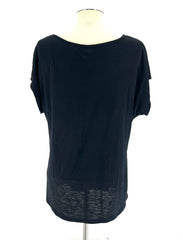 Womens Size Large APT.9 Black Top With Black Beaded Front Design - TheRealThreads