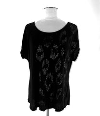 Womens Size Large APT.9 Black Top With Black Beaded Front Design - TheRealThreads