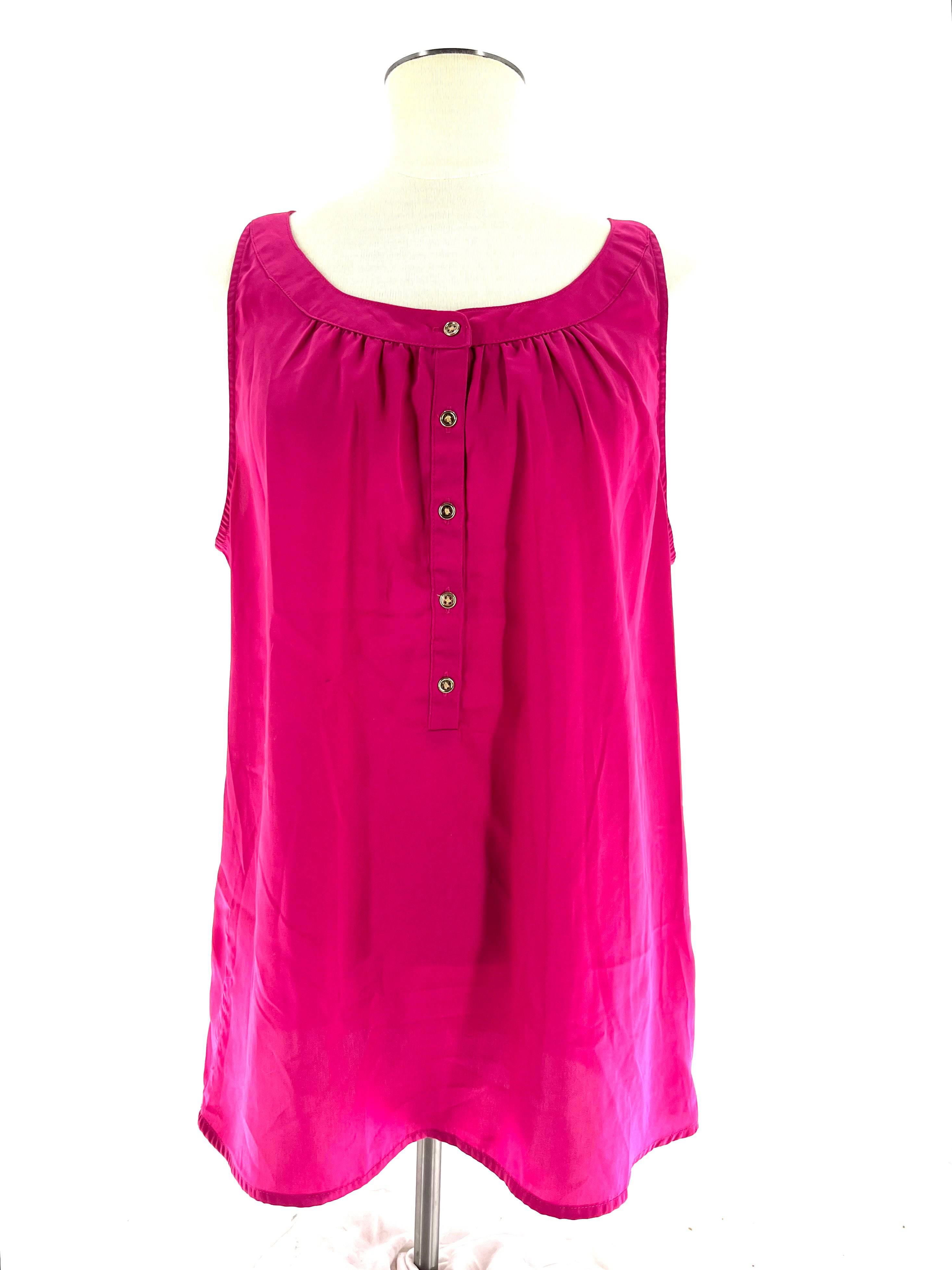 Womens Size XL Kenneth Cole Reaction Top Sleeveless Button Down Dark Pink - TheRealThreads