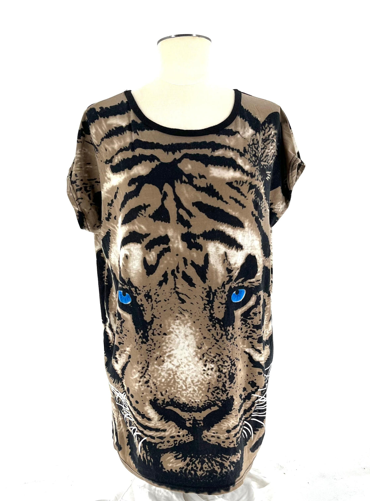 Womens Size Medium - Large Tiger Tunic T-Shirt Animal Print Top See Dimensions - TheRealThreads