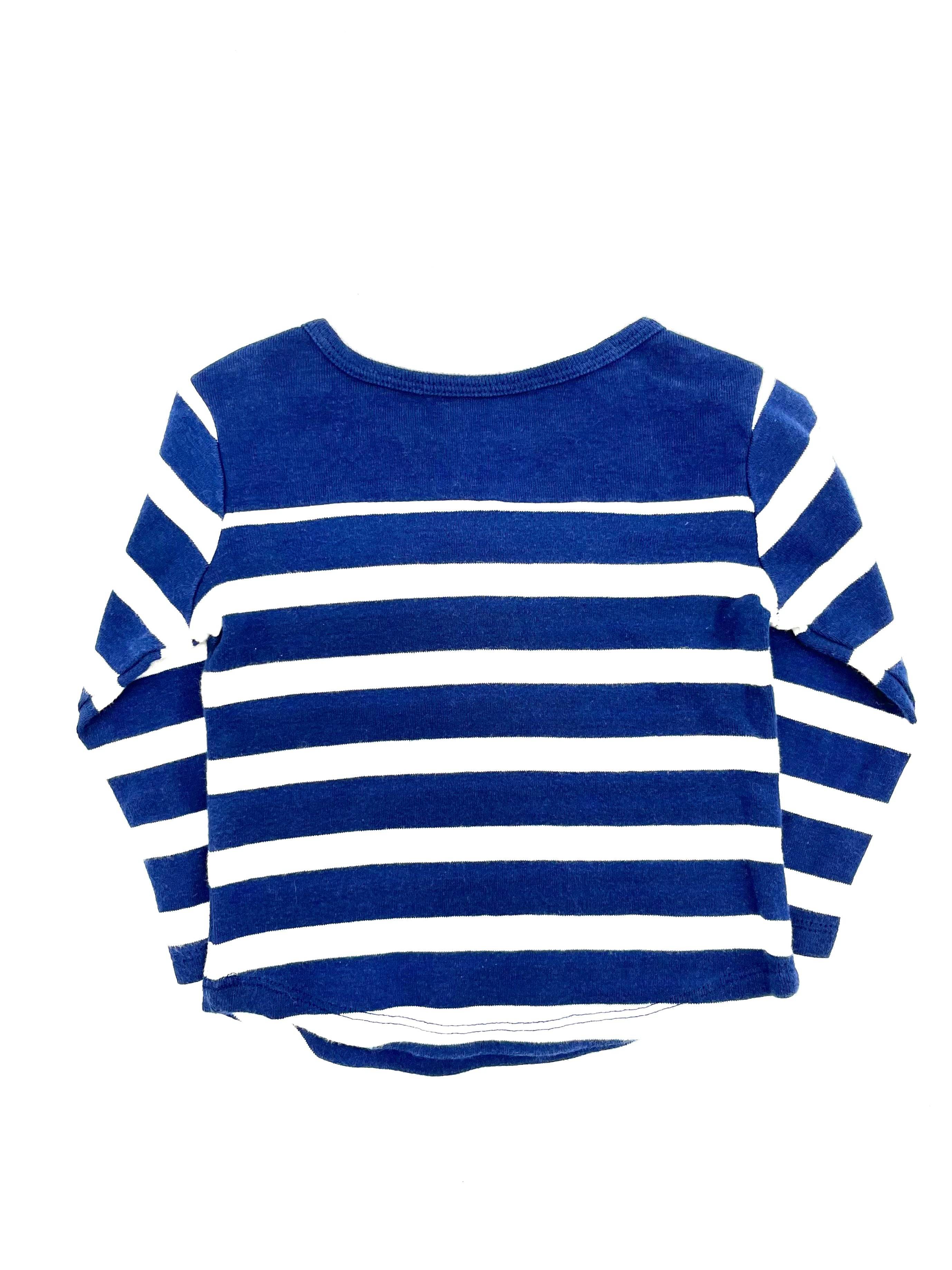 Nautica Babies Size 12 Months Top Blue and White With Anchor On Pocket - TheRealThreads