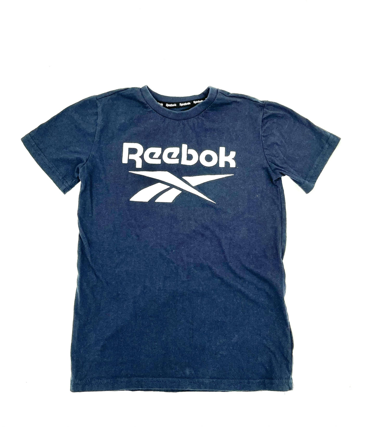 Reebok Kids T-Shirt Size 7-8 Blue With White Logo Short Sleeve 100% Cotton - TheRealThreads