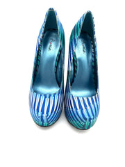 Womens Shoes Size 5.5 Promise Heels White Teal and Blue Style Cheker NEW! - TheRealThreads