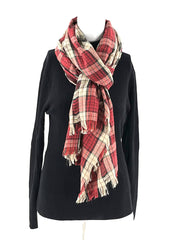 Steve Madden Scarf Red, Black and Beige With Checkered Pattern - TheRealThreads